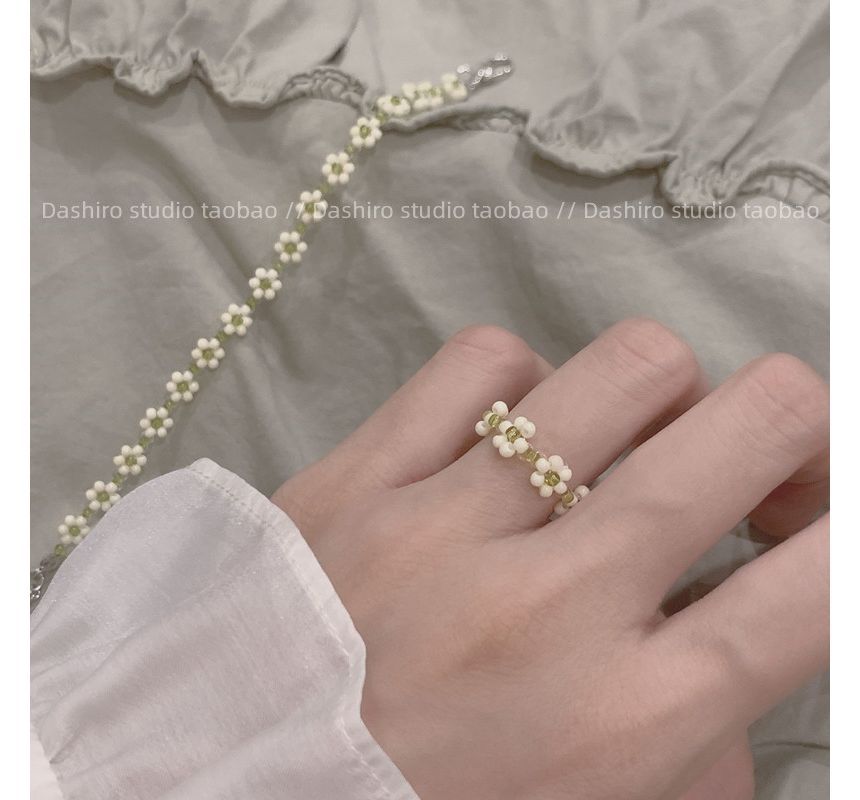 Acrylic Set / Ring Floral Bracelet FashionChic