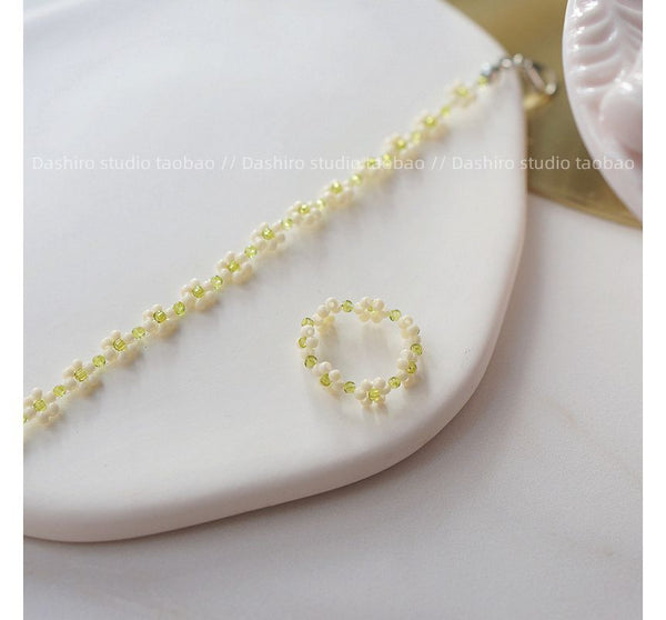 Acrylic Set / Ring Floral Bracelet FashionChic