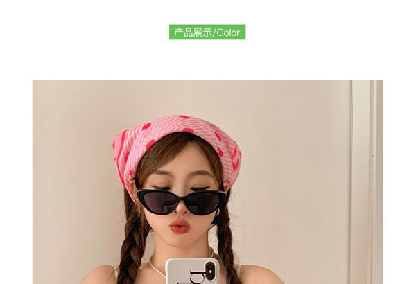 Eye Cat Heart Print Sunglasses / Headkerchief FashionChic