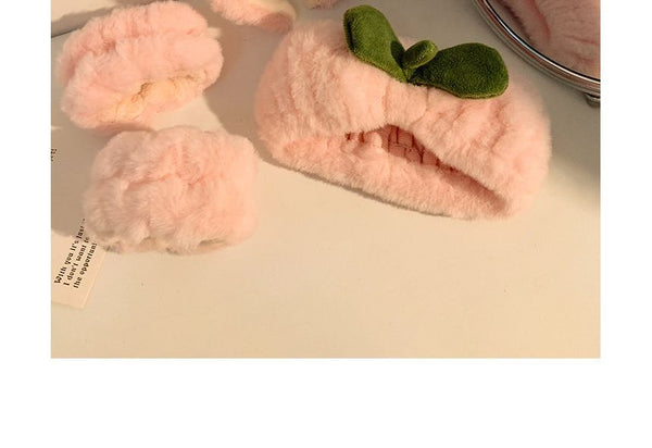 Peach Wrist Band Tie Headband Hair Chenille / FashionChic