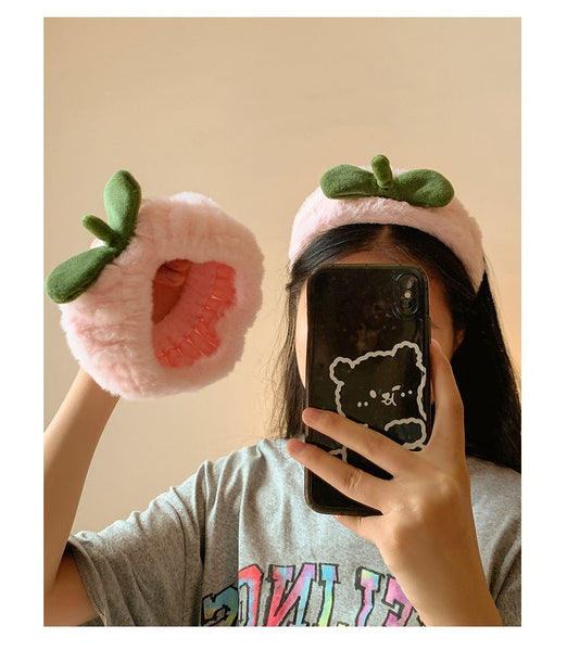 Peach Wrist Band Tie Headband Hair Chenille / FashionChic