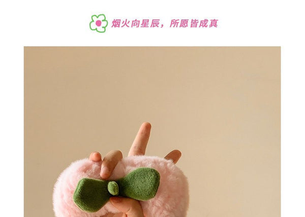 Peach Wrist Band Tie Headband Hair Chenille / FashionChic