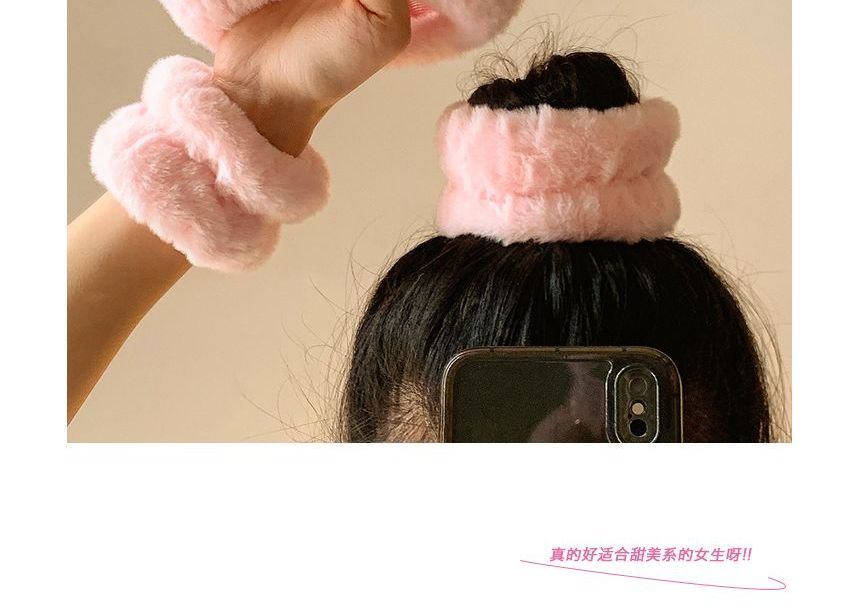 Peach Wrist Band Tie Headband Hair Chenille / FashionChic