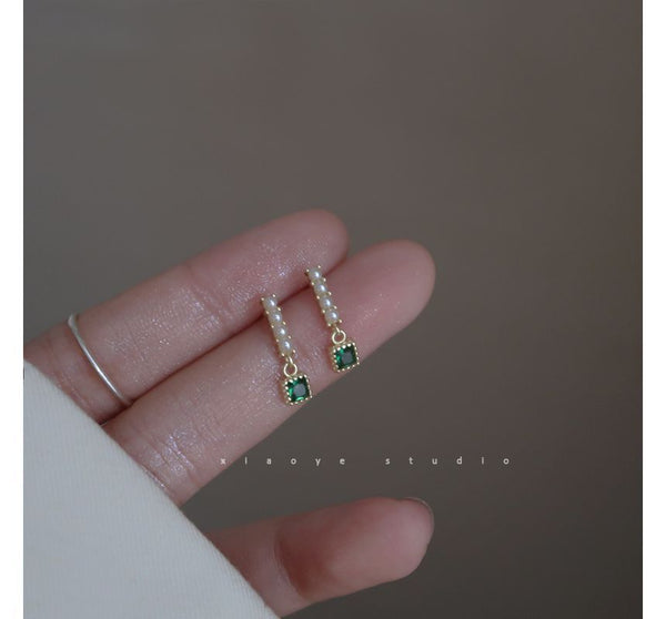 Square Pearl Faux Rhinestone Earring Drop Alloy FashionChic