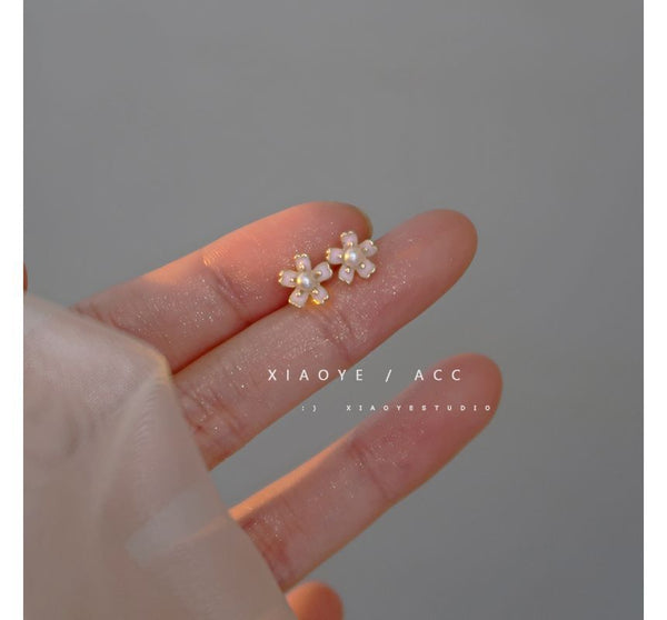 Floral Earring Pearl Faux Stud Alloy FashionChic