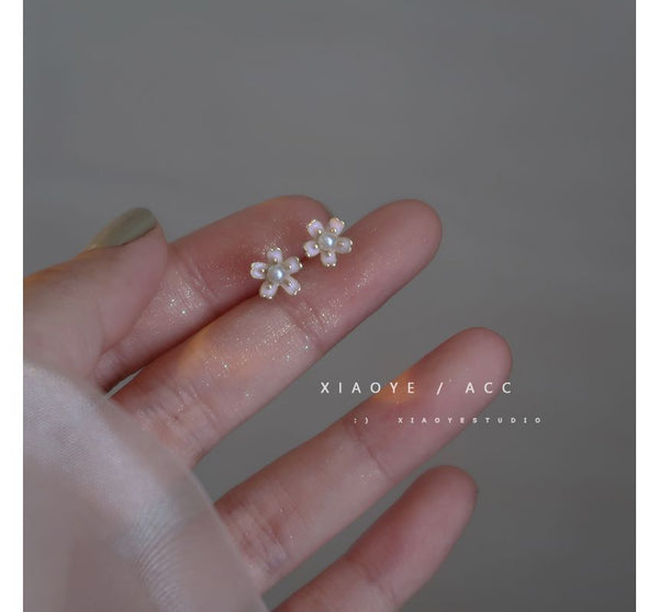 Floral Earring Pearl Faux Stud Alloy FashionChic
