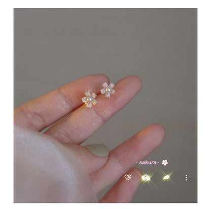 Floral Earring Pearl Faux Stud Alloy FashionChic