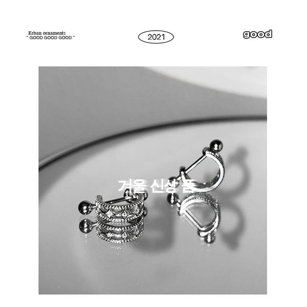 Silver Huggie Sterling Barbell Earring Cutout FashionChic