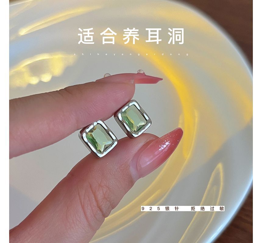 Sterling Stud Earring Rectangle Silver FashionChic