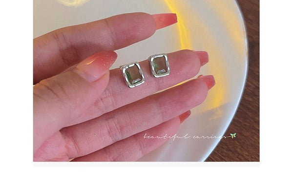 Sterling Stud Earring Rectangle Silver FashionChic