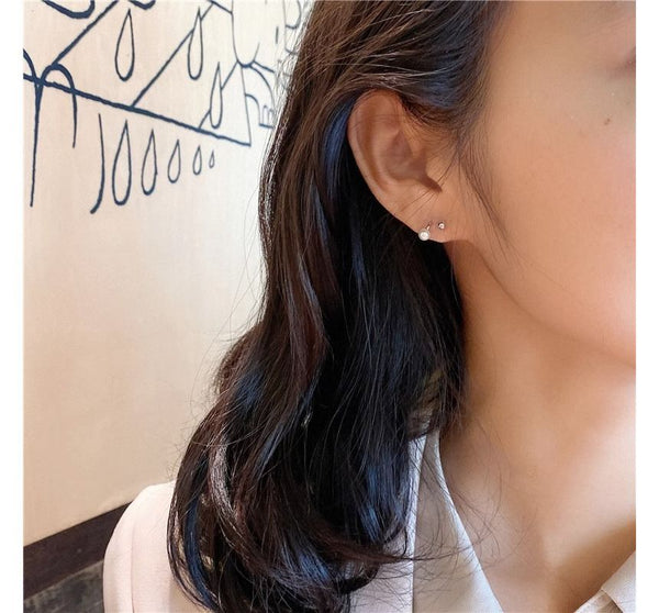 Huggie Pearl Sterling Earring Faux Silver FashionChic