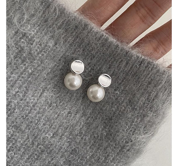 Faux Drop Pearl Sterling Earring Silver FashionChic