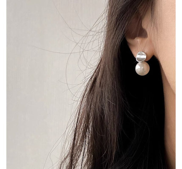Faux Drop Pearl Sterling Earring Silver FashionChic