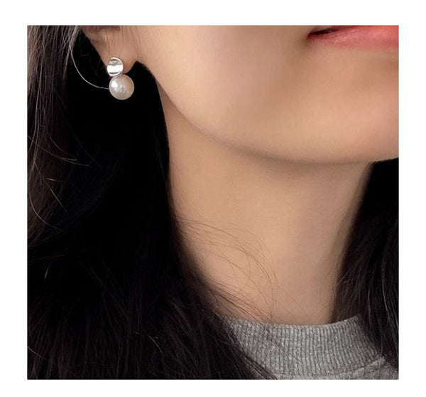 Faux Drop Pearl Sterling Earring Silver FashionChic