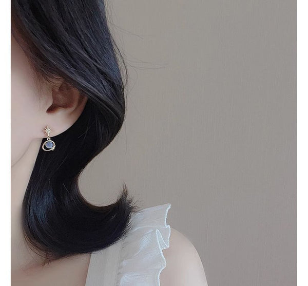 Planet Stone Cat Star Faux Eye Earring Rhinestone Alloy Drop FashionChic