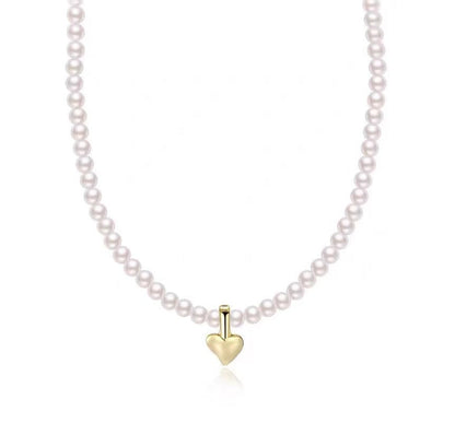 Heart Faux Pearl Choker Pendant FashionChic