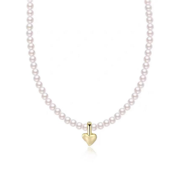 Heart Faux Pearl Choker Pendant FashionChic