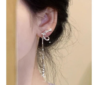 Threader Sterling Silver Earring Bow FashionChic