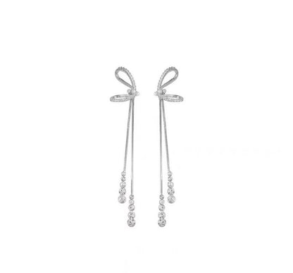Threader Sterling Silver Earring Bow FashionChic