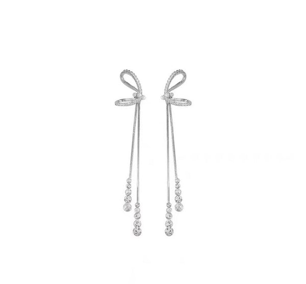 Threader Sterling Silver Earring Bow FashionChic