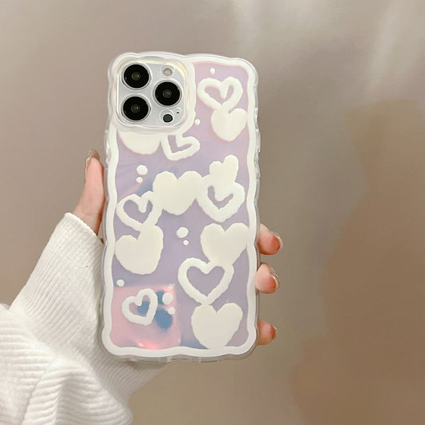 Case Heart Holographic Phone FashionChic