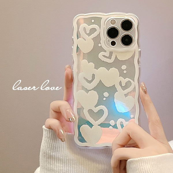 Case Heart Holographic Phone FashionChic