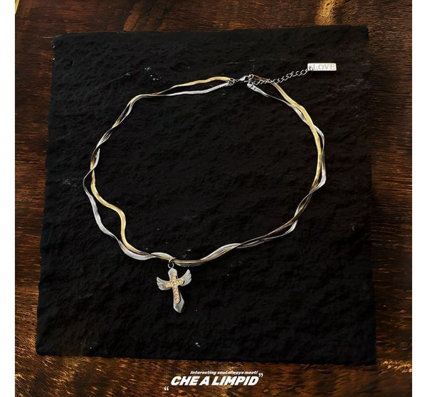 Necklace Pendant Cross Alloy Layered FashionChic