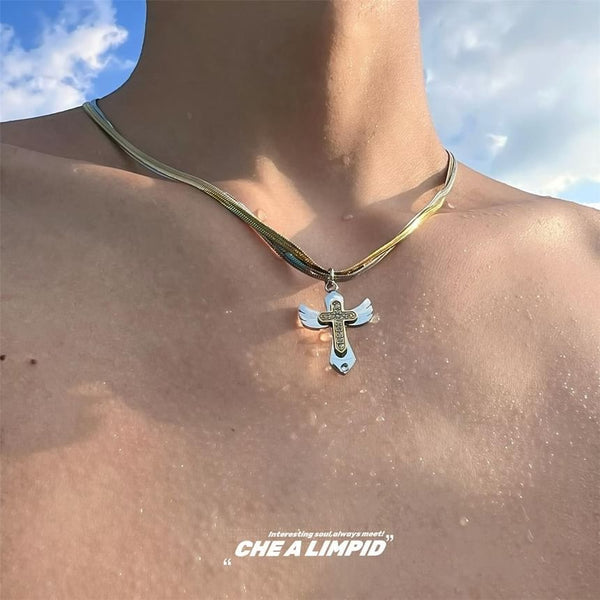 Necklace Pendant Cross Alloy Layered FashionChic