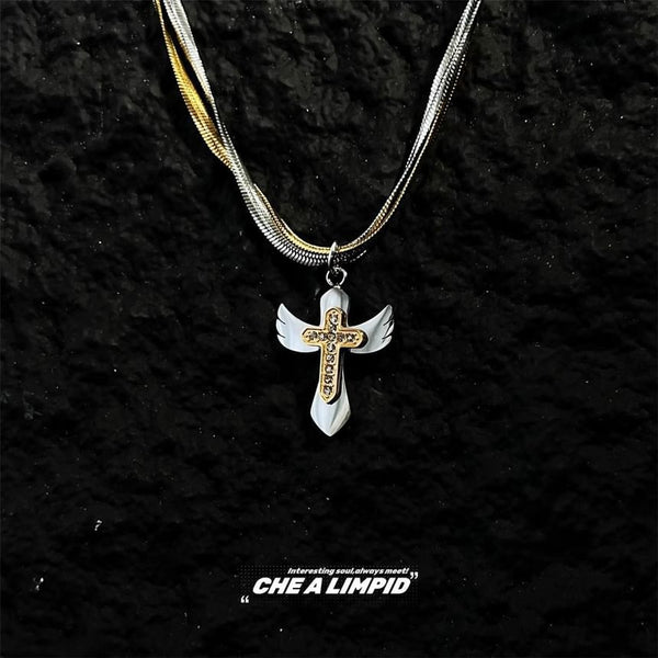 Necklace Pendant Cross Alloy Layered FashionChic