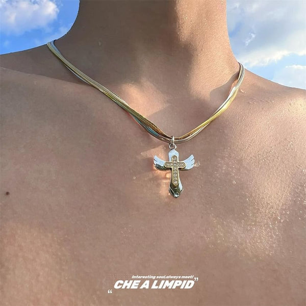 Necklace Pendant Cross Alloy Layered FashionChic