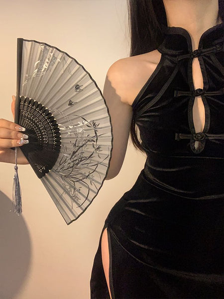 Foldable (Various Hand Designs) Floral Fan Fabric FashionChic