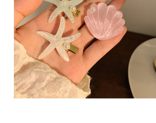 Faux Resin Shell Starfish Pearl Hair / Clip FashionChic