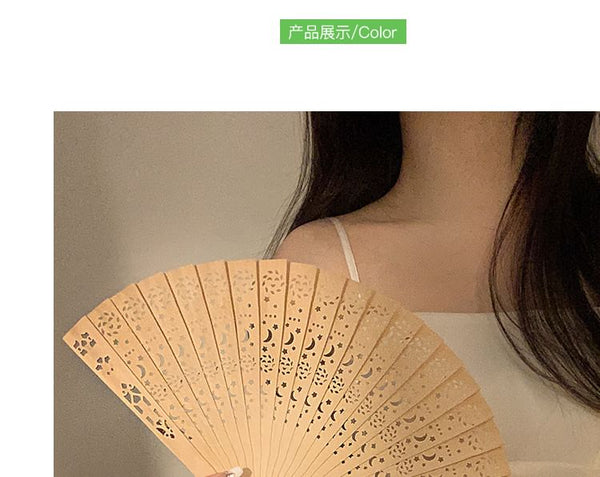 Fan Wooden Hand Foldable Cutout FashionChic