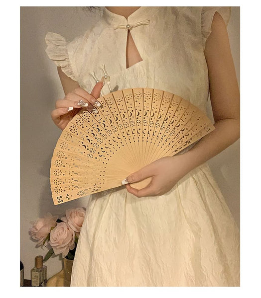 Fan Wooden Hand Foldable Cutout FashionChic