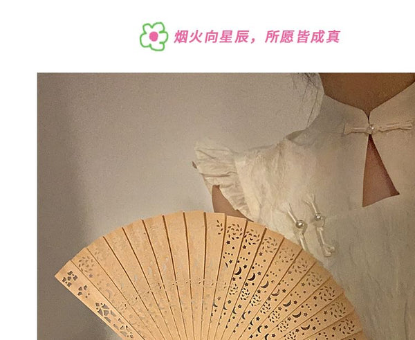 Fan Wooden Hand Foldable Cutout FashionChic
