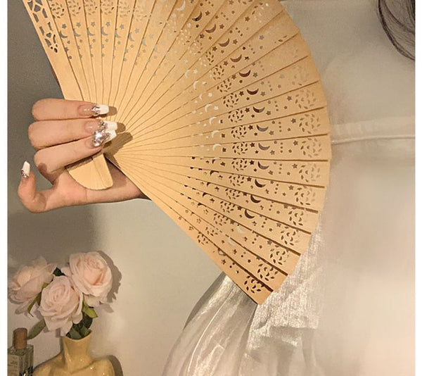 Fan Wooden Hand Foldable Cutout FashionChic