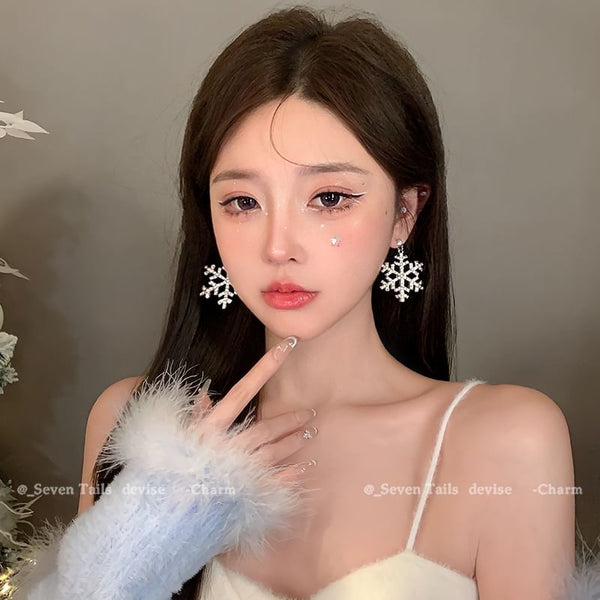 Chandelier Christmas Drop Choker Set Tree Snowflake Fluffy / Earring Bracelet FashionChic