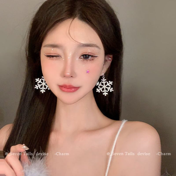 Chandelier Christmas Drop Choker Set Tree Snowflake Fluffy / Earring Bracelet FashionChic