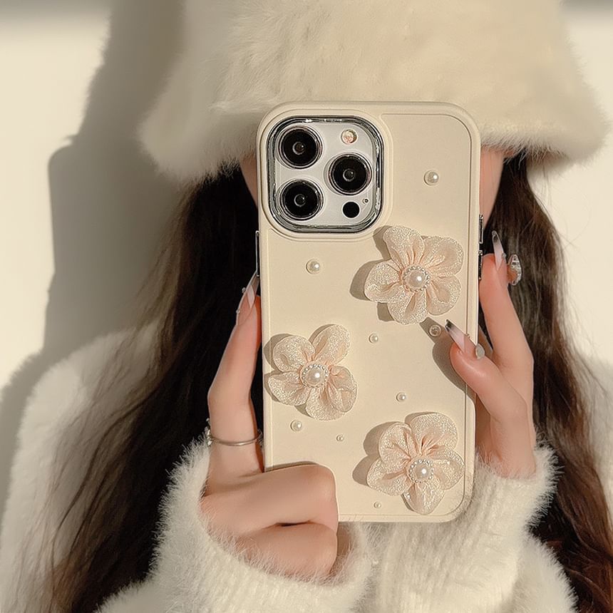 Faux Floral Pearl Case Phone FashionChic