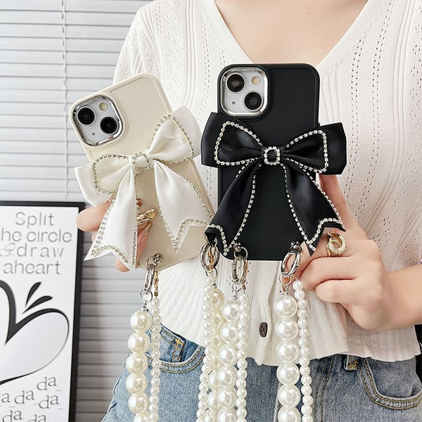 Phone Bow Faux Case Lanyard Pearl FashionChic