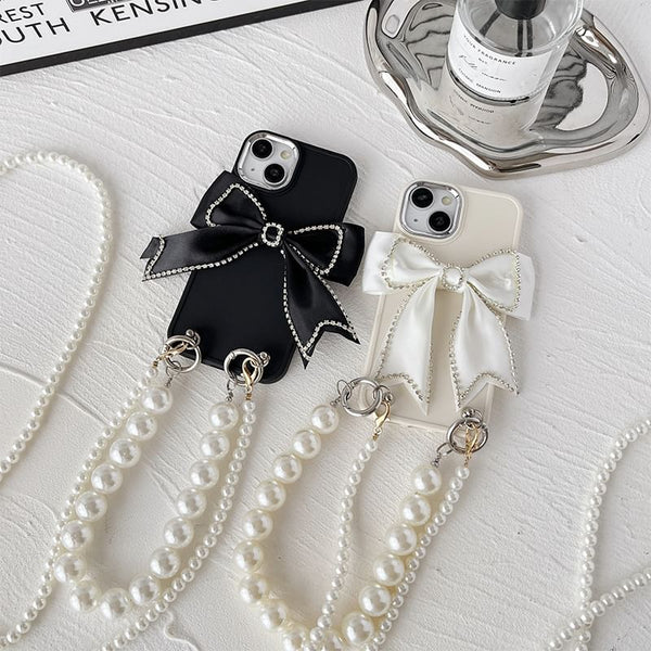 Phone Bow Faux Case Lanyard Pearl FashionChic