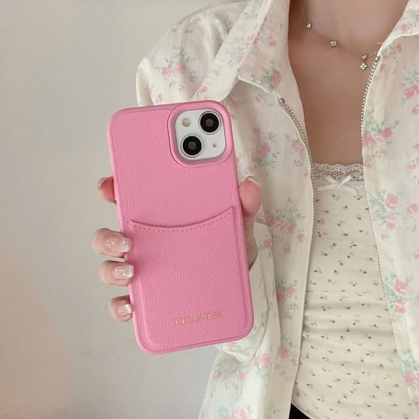 Lettering Phone Leather Faux Card Holder Case FashionChic