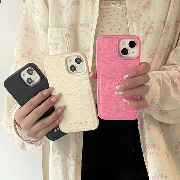 Lettering Phone Leather Faux Card Holder Case FashionChic