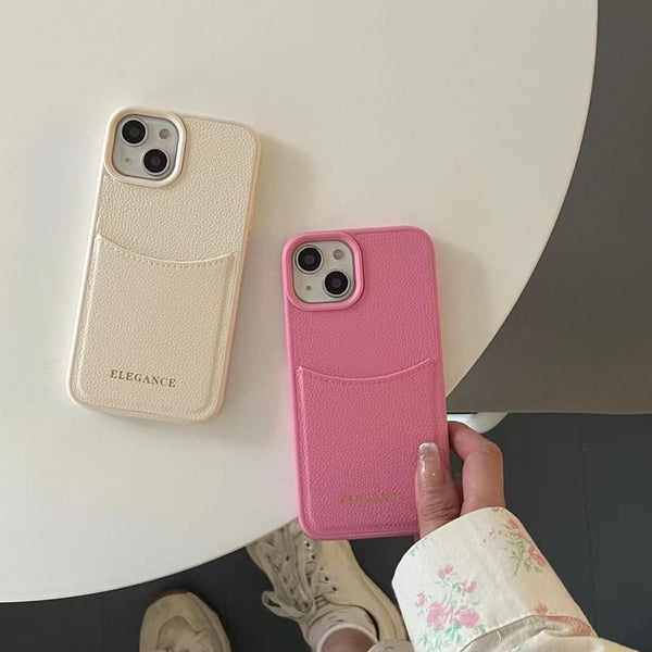 Lettering Phone Leather Faux Card Holder Case FashionChic