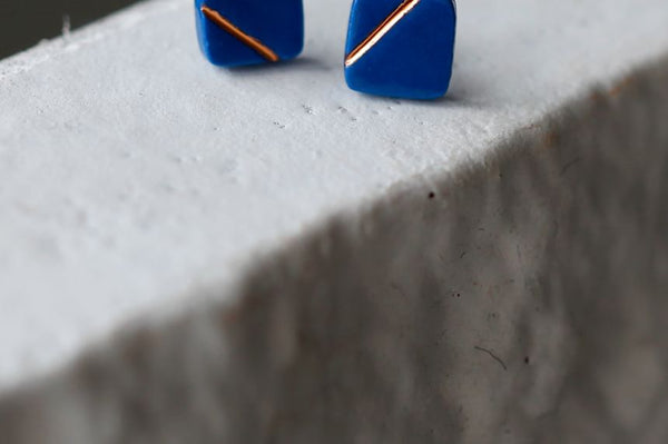 Earring Square Ceramic Stud FashionChic