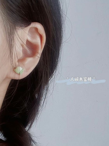 Peach Earring Stud Ceramic FashionChic