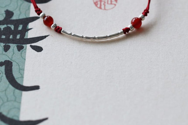 Agate Sterling Silver Bracelet Bead String FashionChic