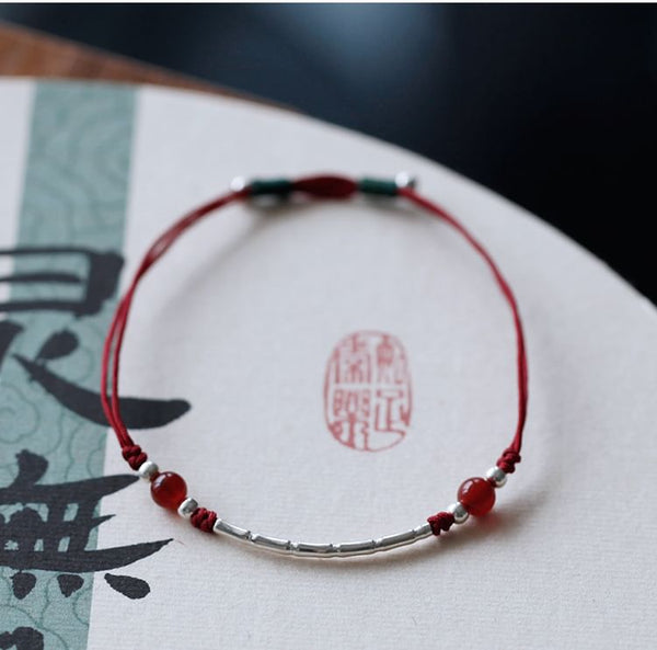 Agate Sterling Silver Bracelet Bead String FashionChic