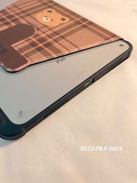 Case iPad Bear Plaid FashionChic