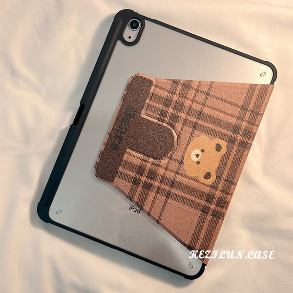 Case iPad Bear Plaid FashionChic